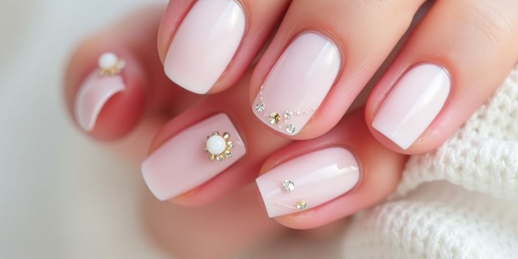 Unhas curtas decoradas com design elegante