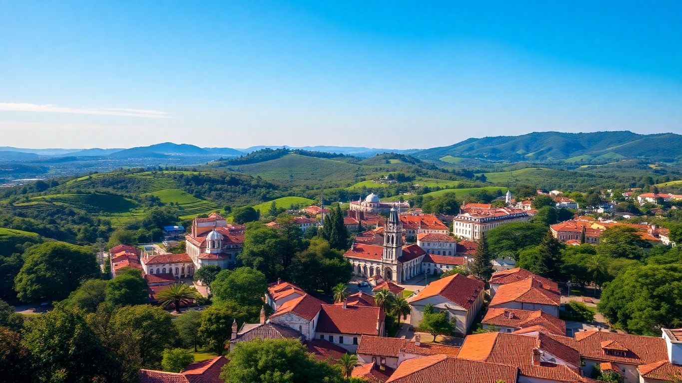 Paisagem natural de Goiás Velho com arquitetura histórica.