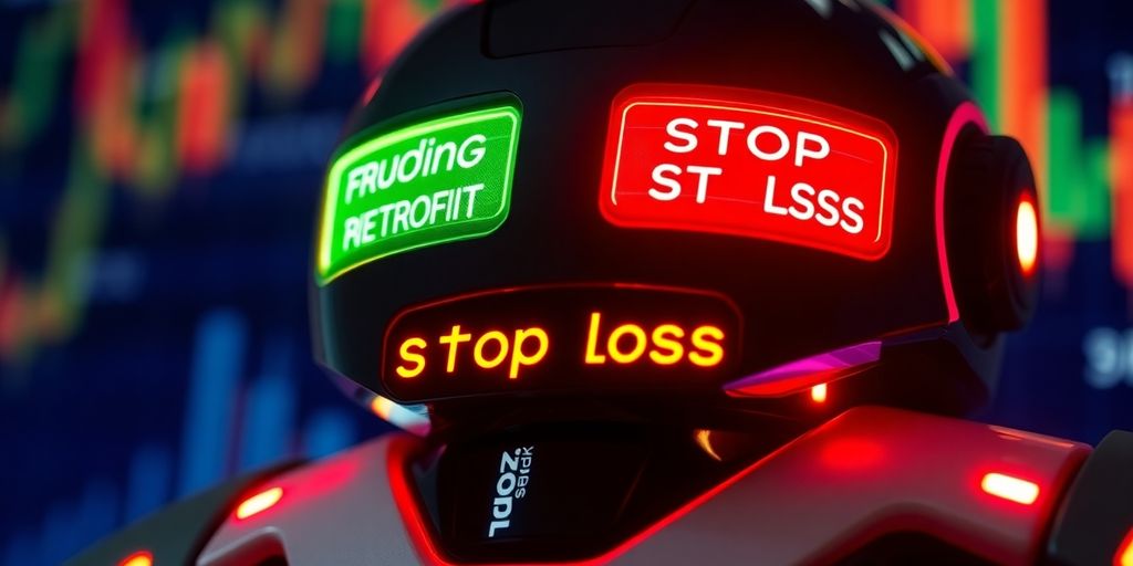 Trading bot interface with profit and loss indicators.