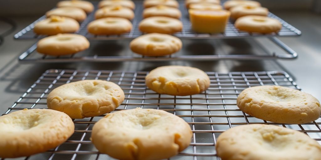 Small baked goods on cooling racks.