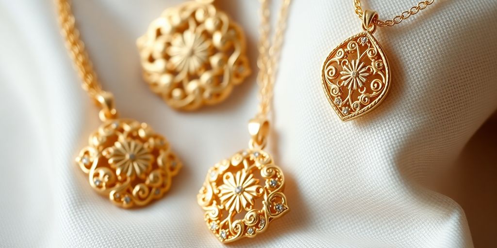 Bijoux en or avec un design élégant sur tissu.