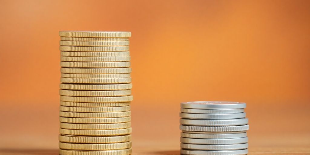 Two stacks of coins, one large, one small.