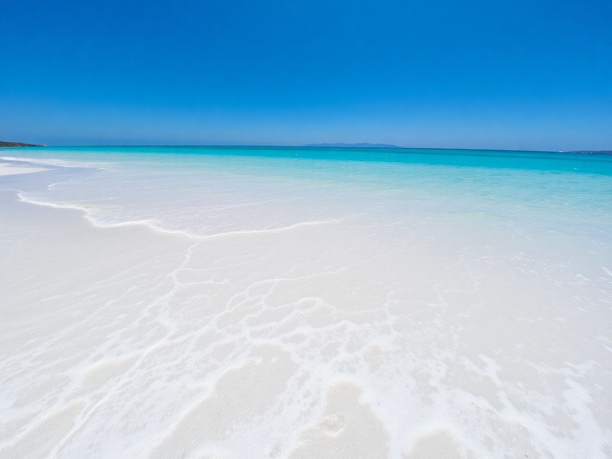 Agua turquesa baña una playa de arena blanca en Formentera.