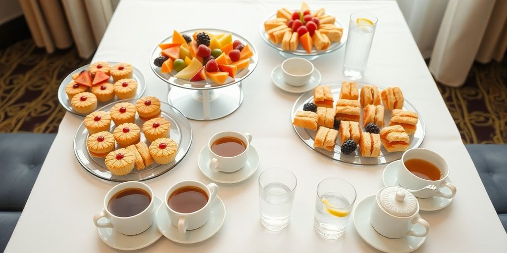 อาหารว่างและเครื่องดื่มสำหรับพักเบรกการประชุมอย่างมืออาชีพ