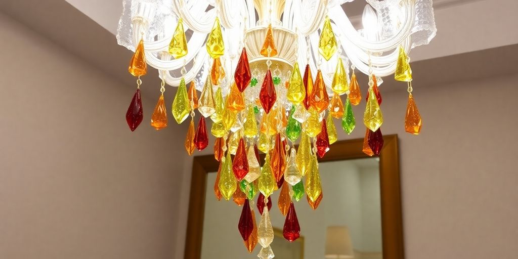 Elegant Murano glass chandelier with intricate details.
