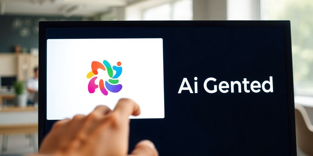 AI logo creation on a computer screen.