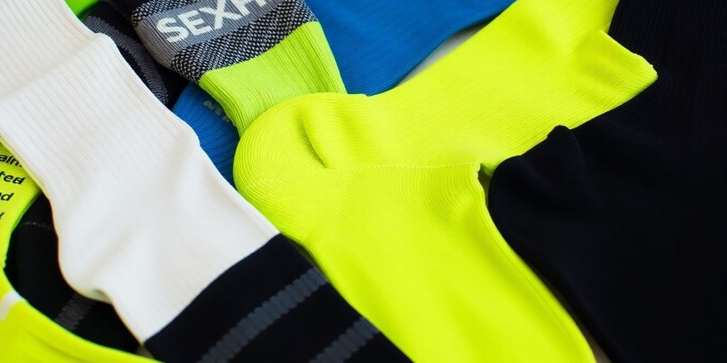 Colorful athletic socks demonstrating comfort and fit.