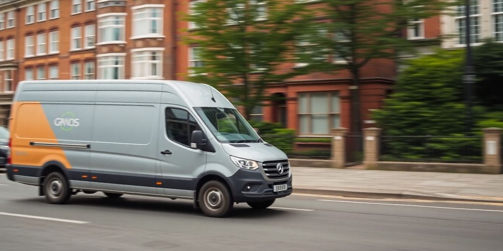 Delivery van in South London street.
