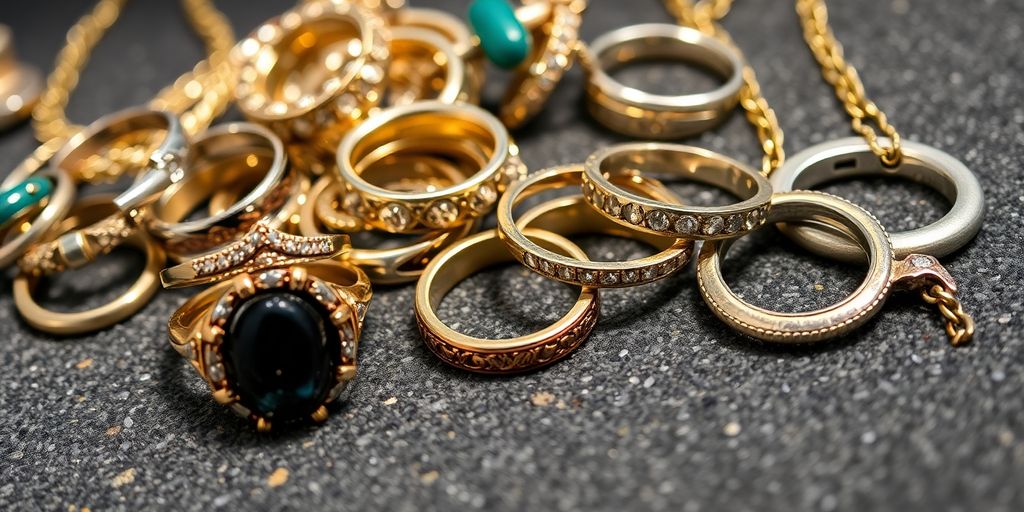Bijoux endommagés prêts à être évalués.