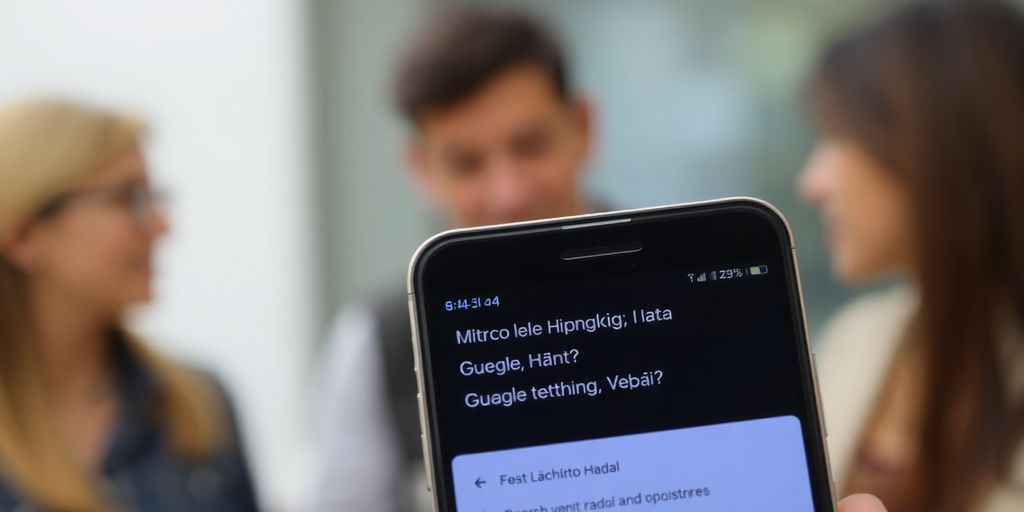 Imagem de um smartphone traduzindo conversas em tempo real.