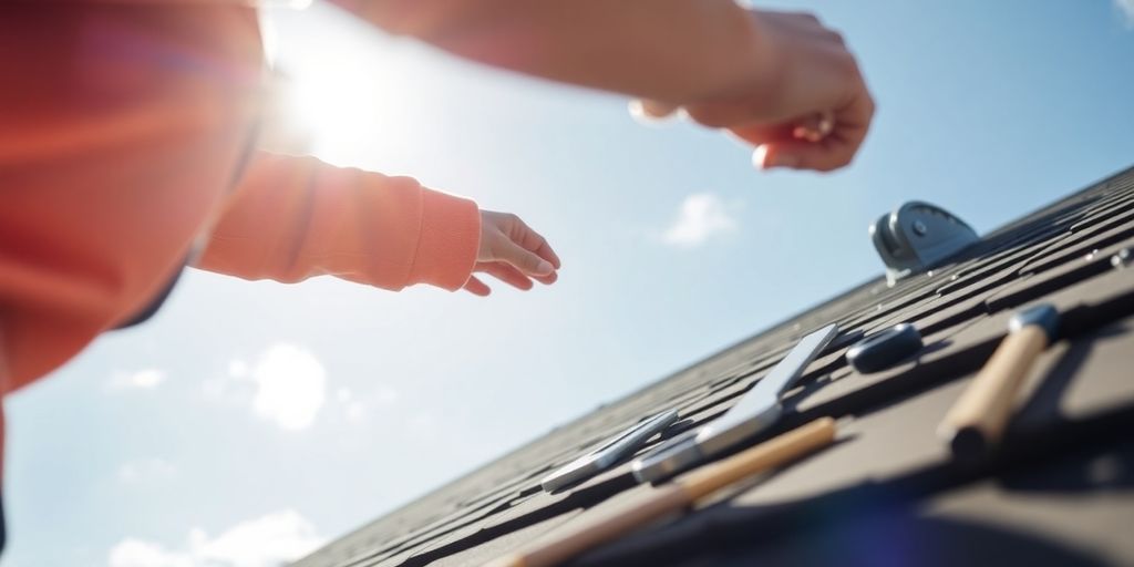Roofing expert inspecting a house roof in Dublin.