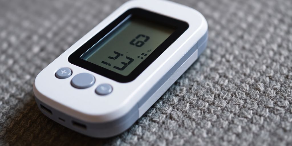 Close-up of a needle-free blood sugar monitor.