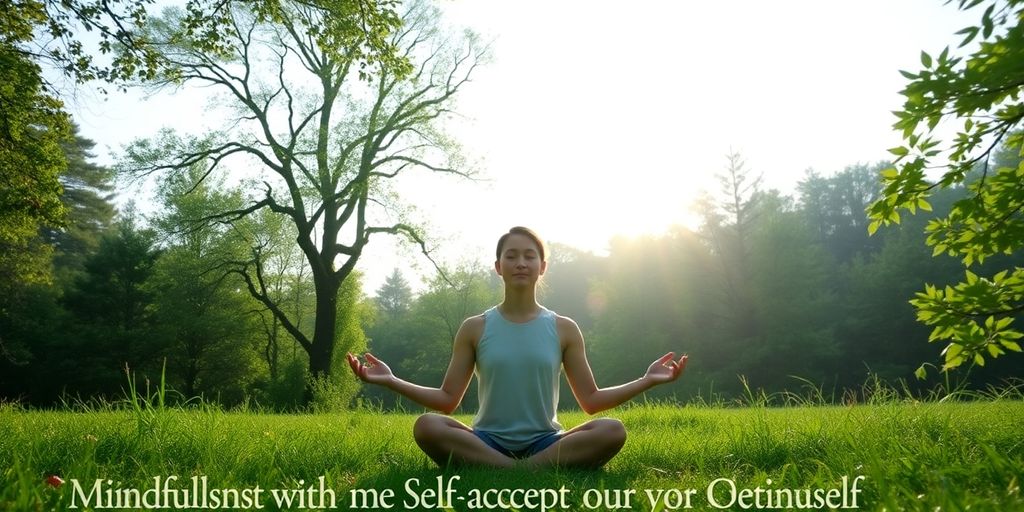 Osoba cvičící mindfulness v přírodě.