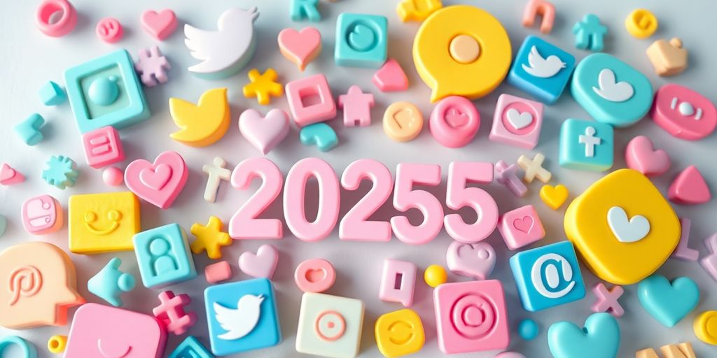 Social media icons in attractive pastel colors.