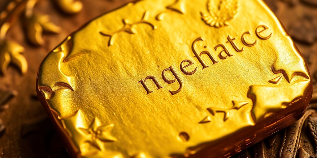 Détail d'un héritage d'or sur fond élégant.
