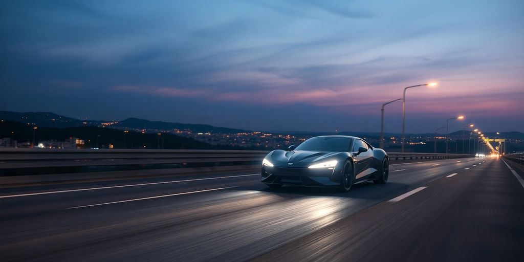 Sleek car on a smart highway.
