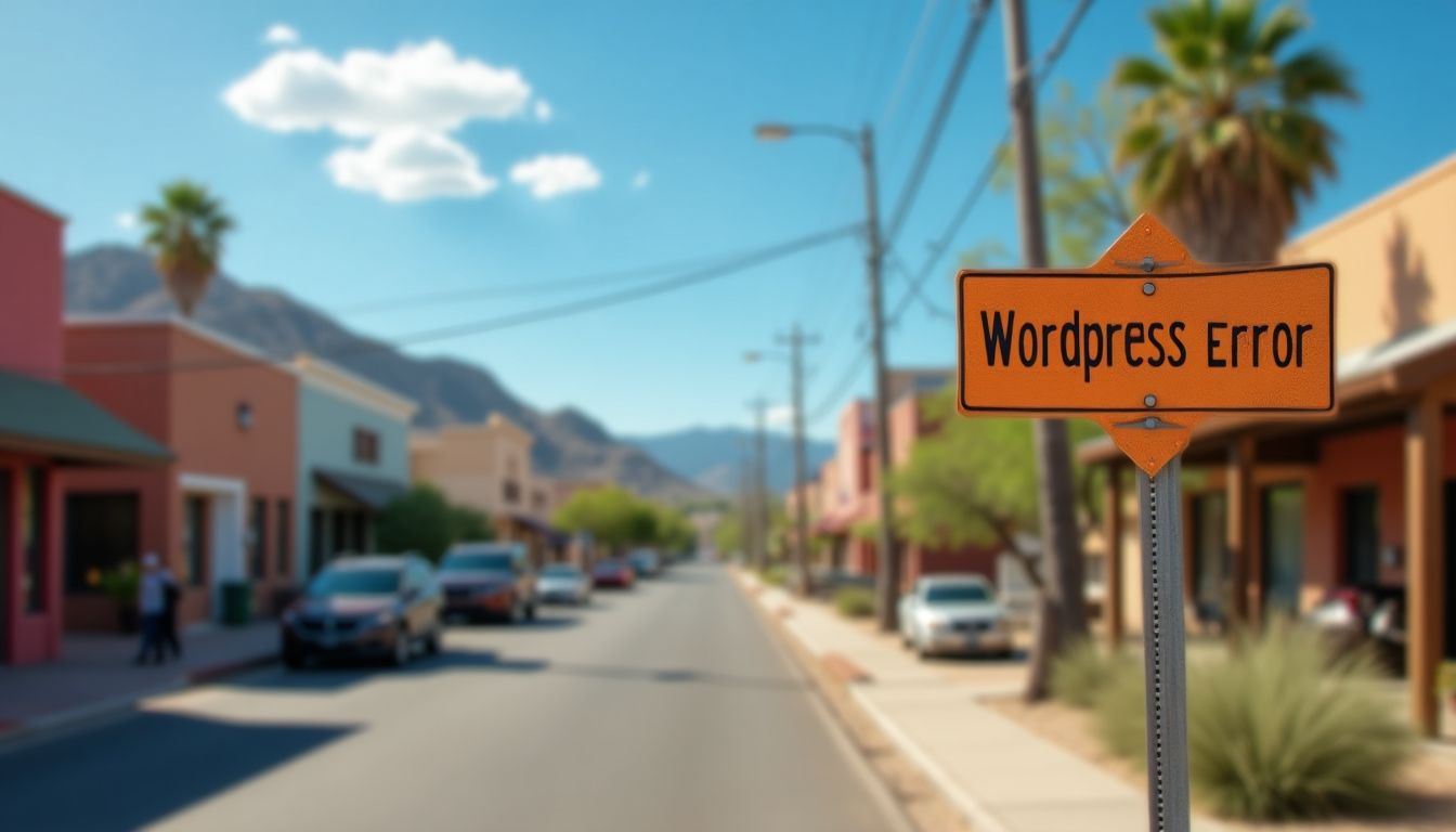 Street sign reading 'WordPress Error' in Tucson.