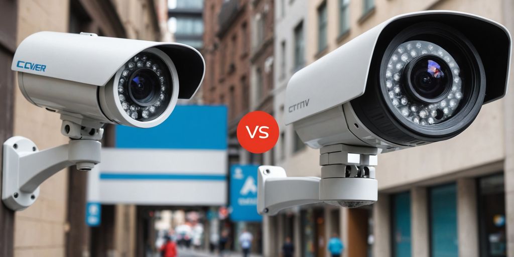 Analogue and IP CCTV cameras side by side.