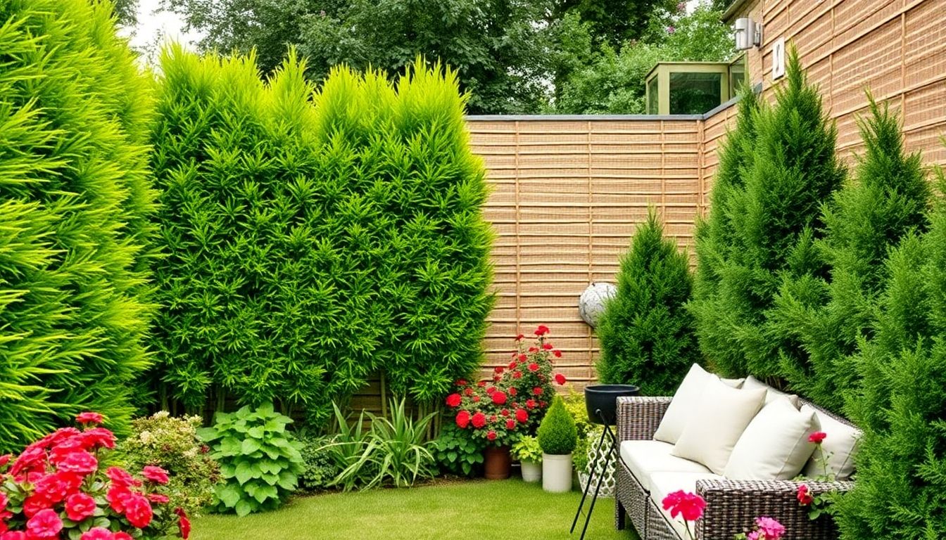 Lush privacy screens in a tranquil London garden.