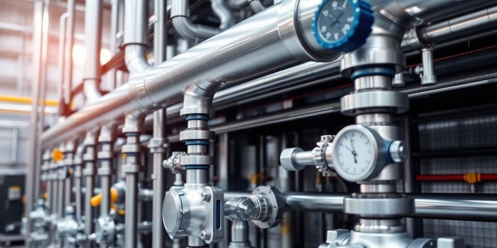 Industrial thermoregulation equipment in a production facility.