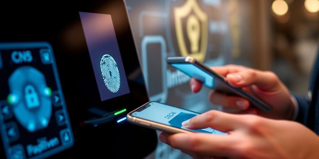 Close-up of secure online transaction process.