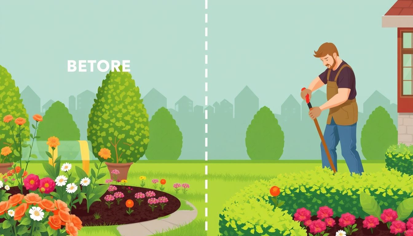 Handyman working in a well-maintained garden