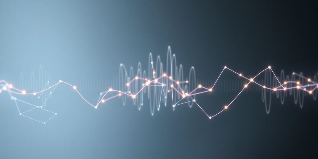 AI voice waves with glowing neural network