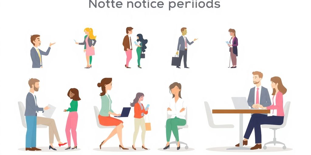 Illustrasjon av ansettelsesforhold og oppsigelsestid.
