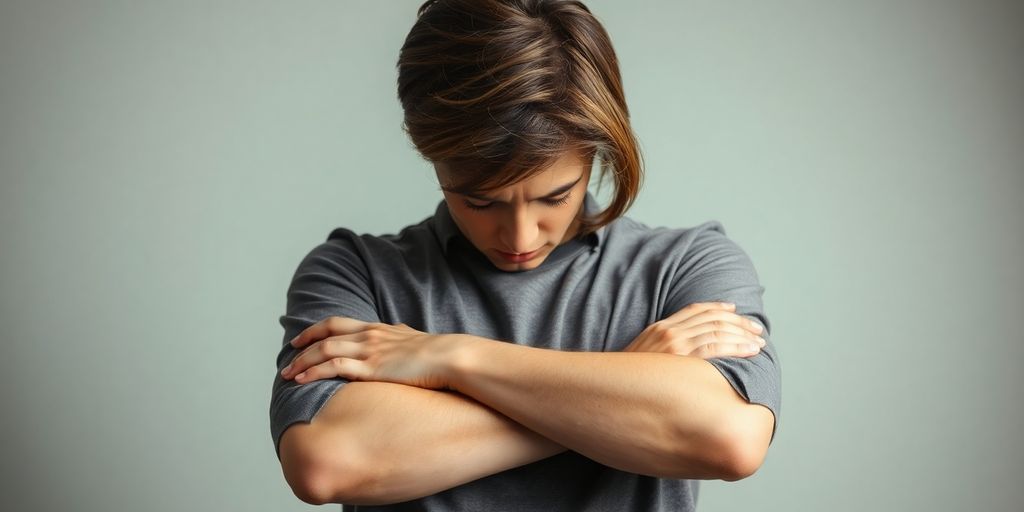Person with a downturned face and crossed arms.