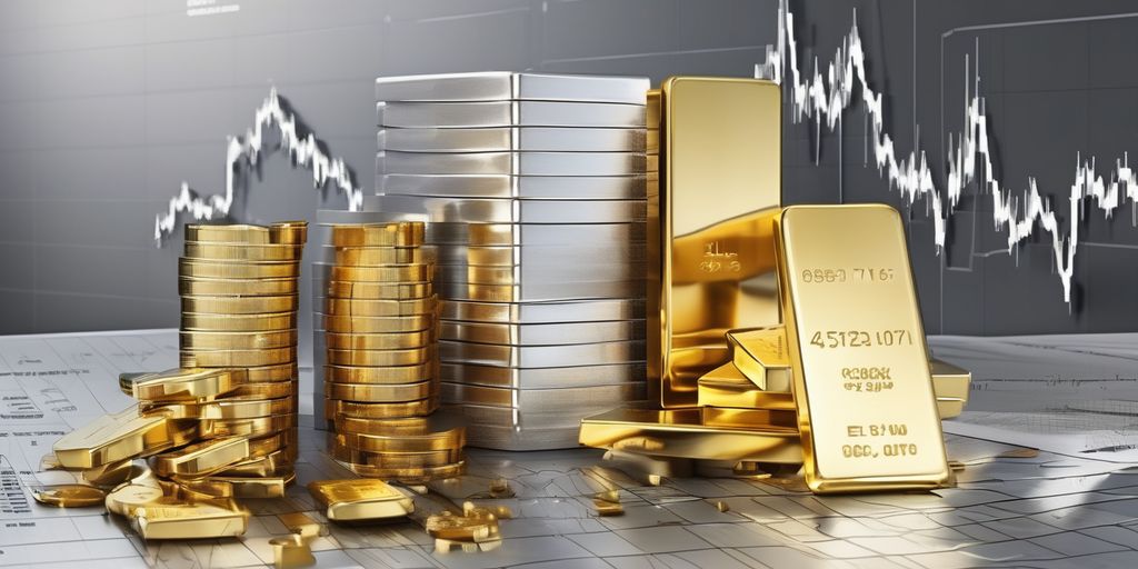 gold and silver trading with financial charts and margin concept