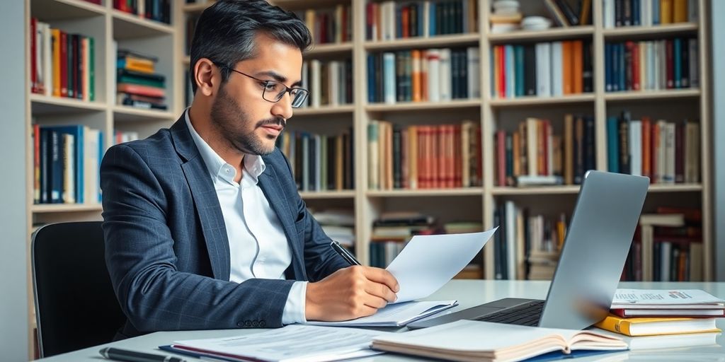 In the sworn translator's office, when working with documents.