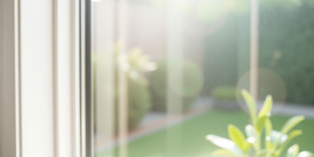 Nahaufnahme einer Fensterbank mit glänzendem Fensterrahmen.
