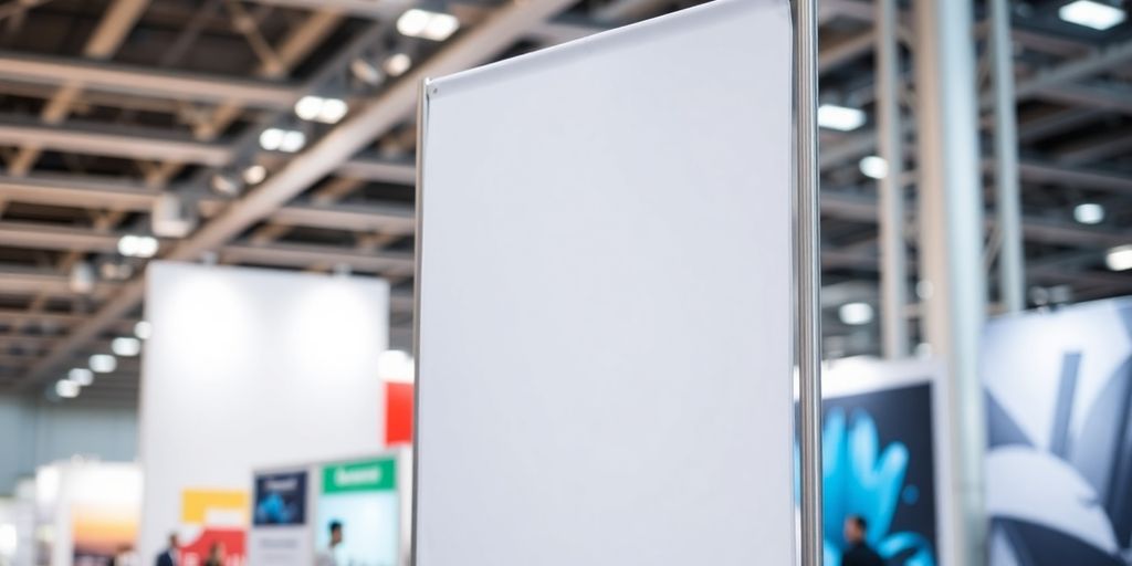 Large 8x8 display banner stand.