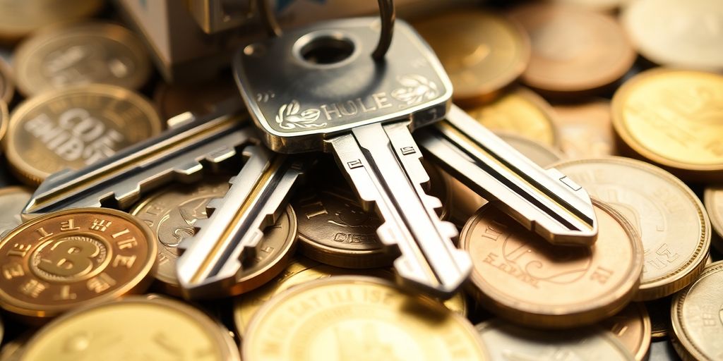 House keys and a down payment coin