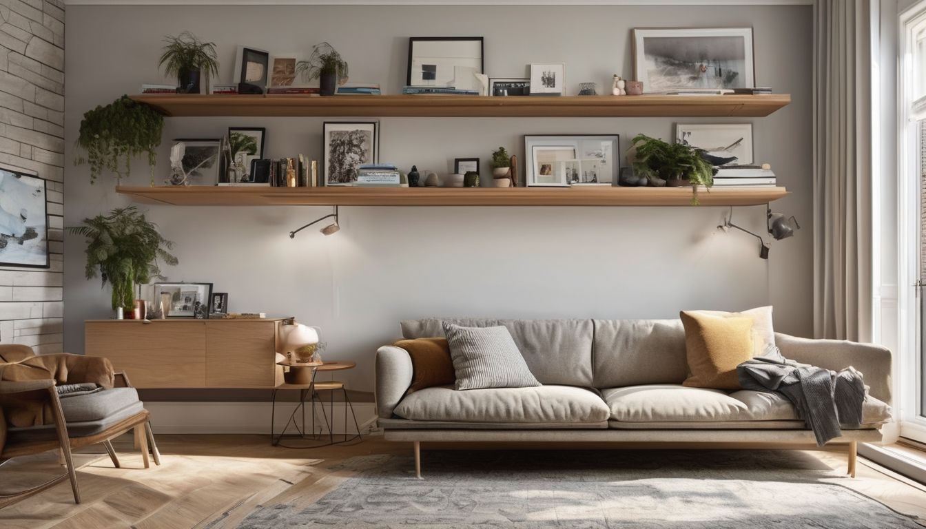 custom floating shelves in London apartment