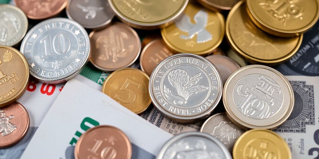 Monnaie et billets divers pour investissements financiers.