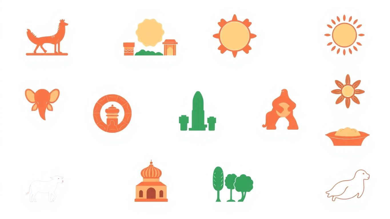 Moderne illustrasjoner av kulturelle elementer for logo design.