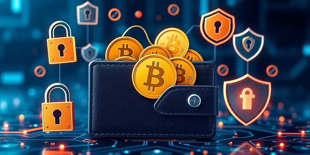Best Bitcoin DEXs to Maximize Your Crypto Trading in 2025 4 Digital wallet with Bitcoin icons and security symbols.