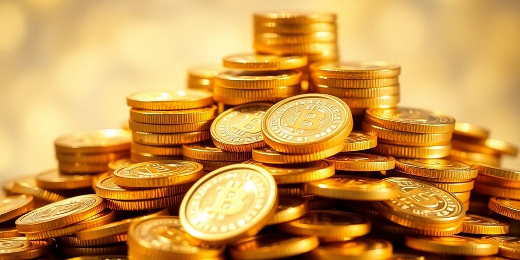Pile of shining golden coins