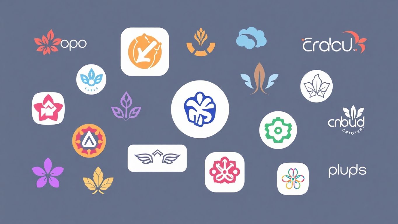 Moderne logoillustrasjon med myke farger og rene linjer.