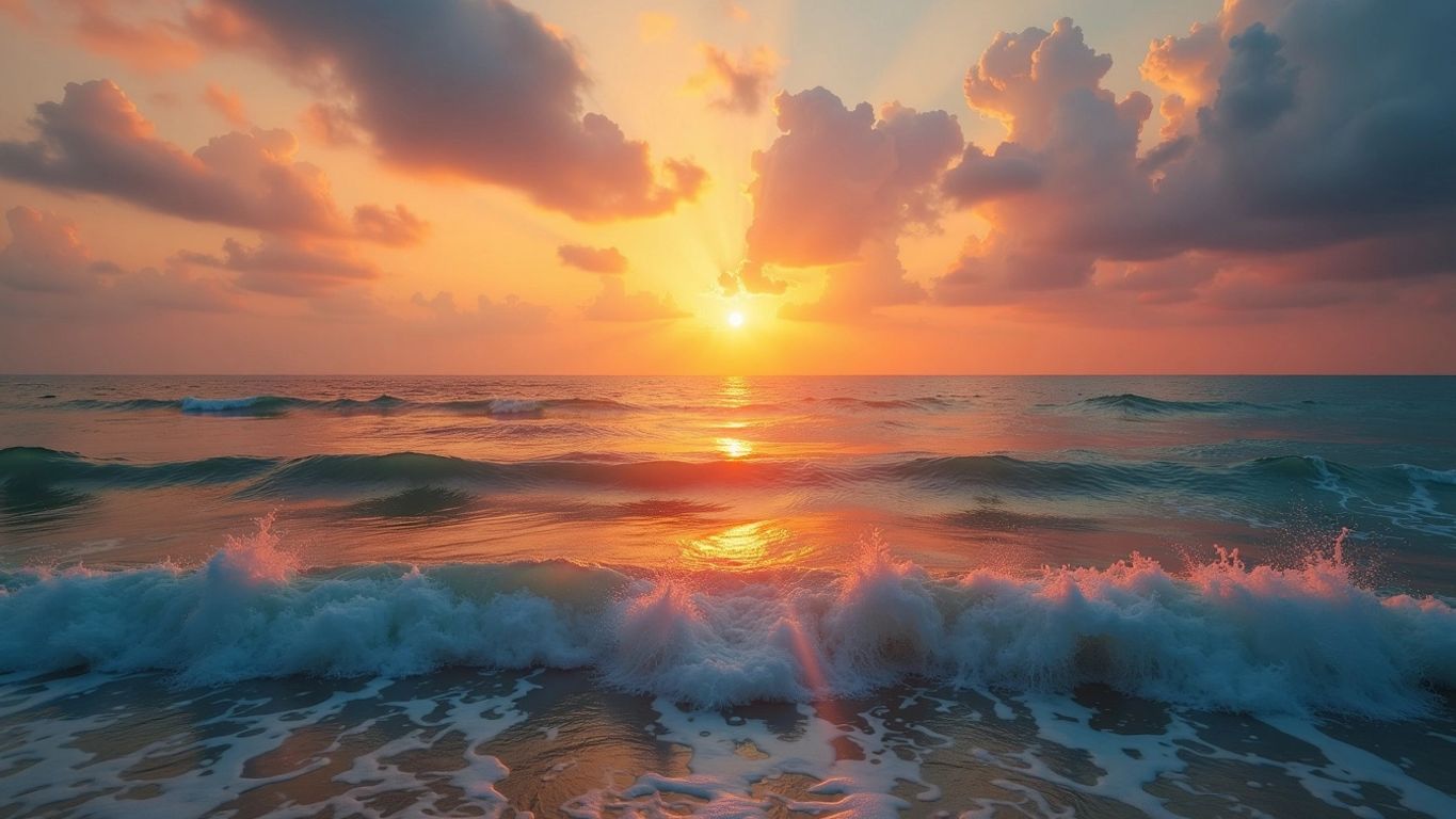 Serene sunset over calm ocean waves