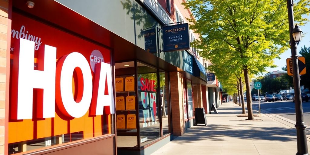 Bright storefront with customizable message.