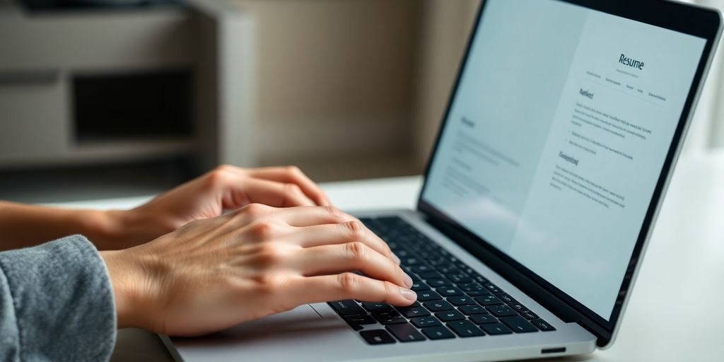 A close-up of hands typing on a laptop.