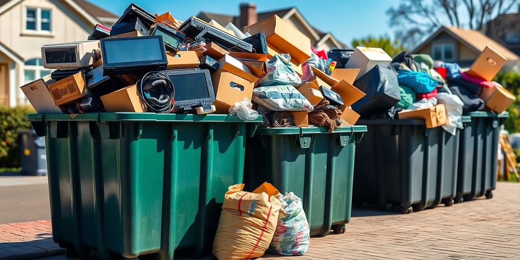 Full bins of diverse household clutter