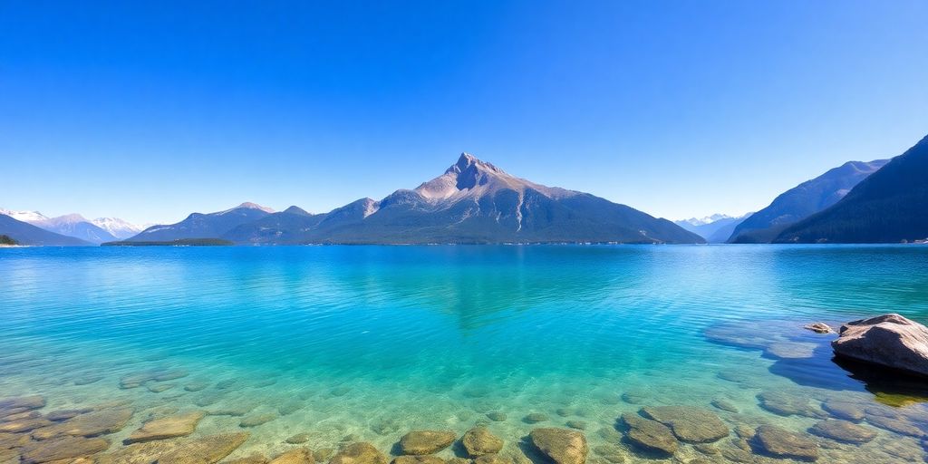 Crystal clear turquoise waters of Eibsee lake with Zugspitze mountain.