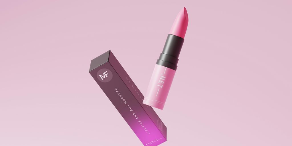 a pink lipstick with a black lid on a pink background