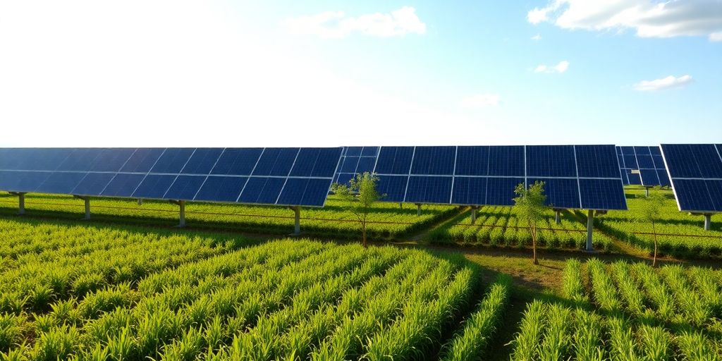 Solar panels on agricultural field