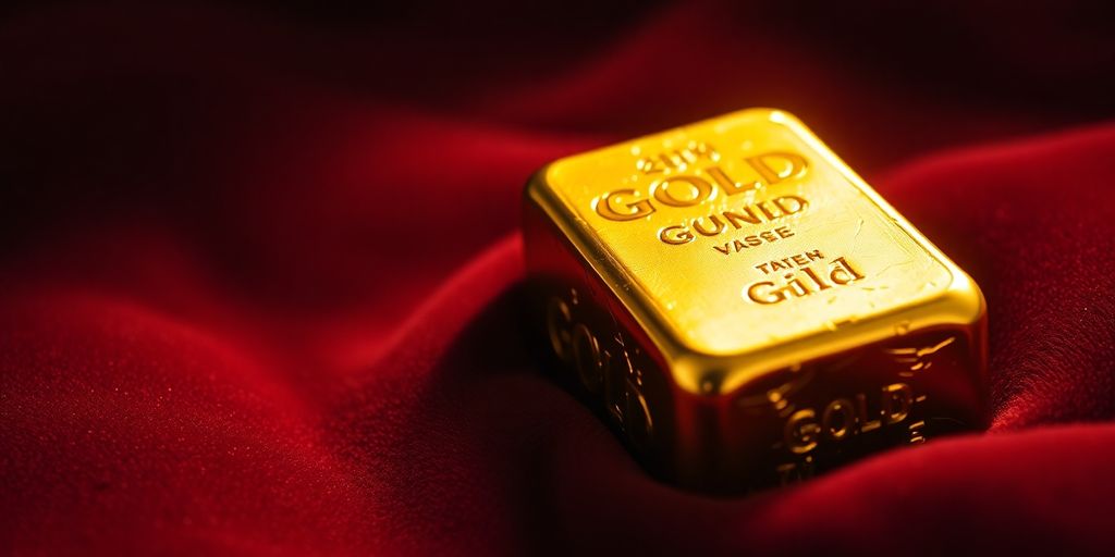 Lingot d'or sur un fond en velours.