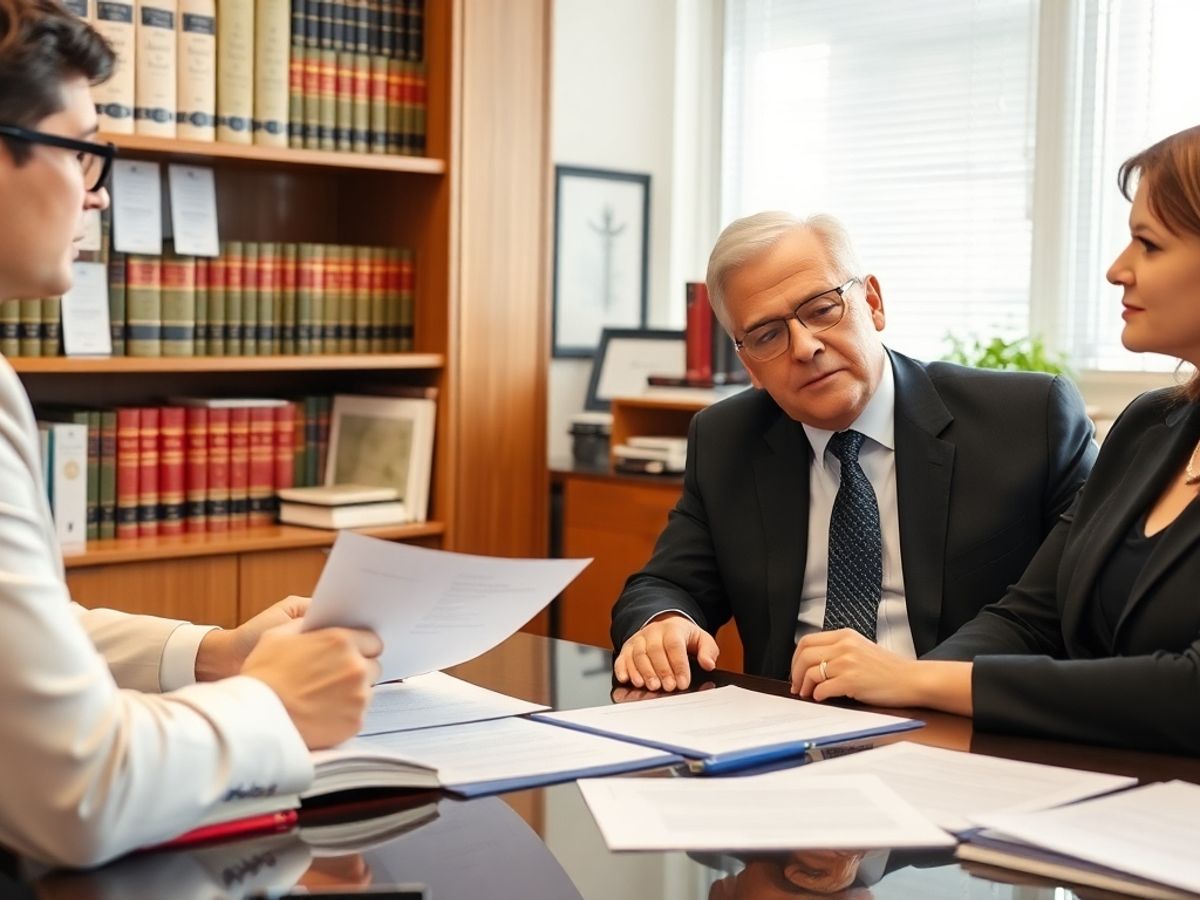 Avocat discutând despre planificarea succesorală cu un client.