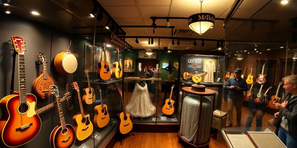 Inside Nashville Country Music Museum, exhibits, instruments, memorabilia.